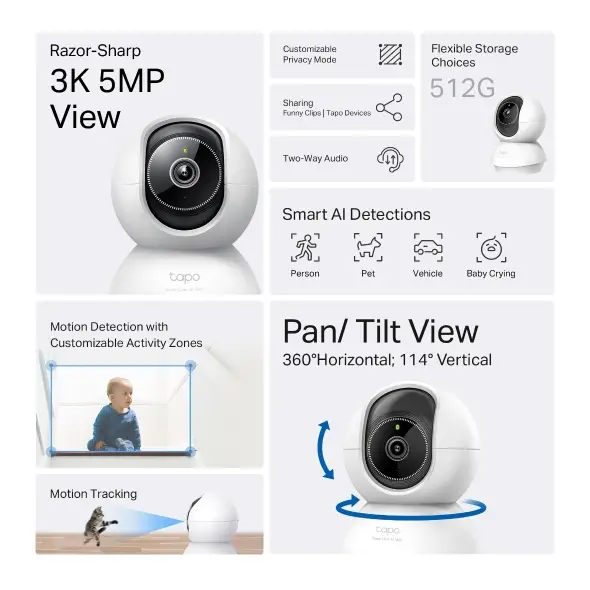 Pan/Tilt AI Home Security Wi-Fi Camera - Image 3